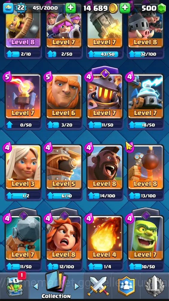 Clash Royale Accounts Lvl 22|Trophy 3173|KTL 9|Limited Skin|Card 66| 2 E image 5