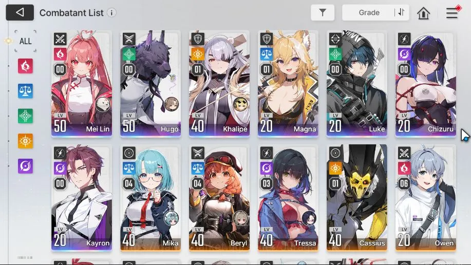 Chaos Zero Nightmare Accounts GLOBAL|Lv 42|7 SSR[KhalipeM1,MagnaM1,Chizuru,MeiLin,Hugo,Luke,Kayron,Etc]+11 SR|Log 3