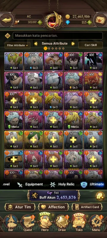 The Seven Deadly Sins: Grand Cross Accounts Midgame Asia|2,4M CC|2LR + 5UR + Collab Solev + TOG + 115 Gems (Helbram 2