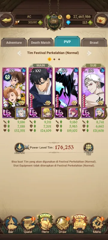The Seven Deadly Sins: Grand Cross Accounts Midgame Asia|2,4M CC|2LR + 5UR + Collab Solev + TOG + 115 Gems (Helbram 6
