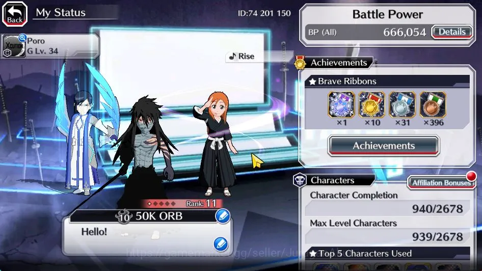 Bleach: Brave Souls Accounts GBL|50K Orbs+Senkaimon Quest|Santa Society(Giselle image 2