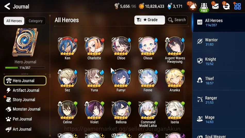 Epic Seven Accounts Mid-Tier Global Unverif|7ML(Belian,A Elena,DK Shanun,D Lilibert,etc)114Char,Ken,,AW Hwayoung|POH 8