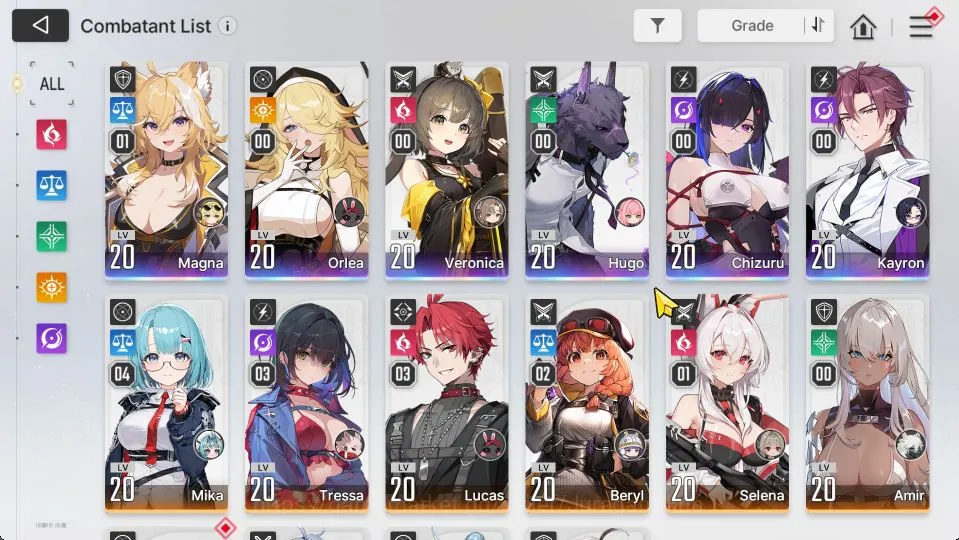 Chaos Zero Nightmare Accounts GLOBAL|LV 25|3,9K Cry|6 SSR (Chizuru,MagnaM1,Orlea,Kayron,Veronica,Hugo) + 10 SR + 14 SR 2