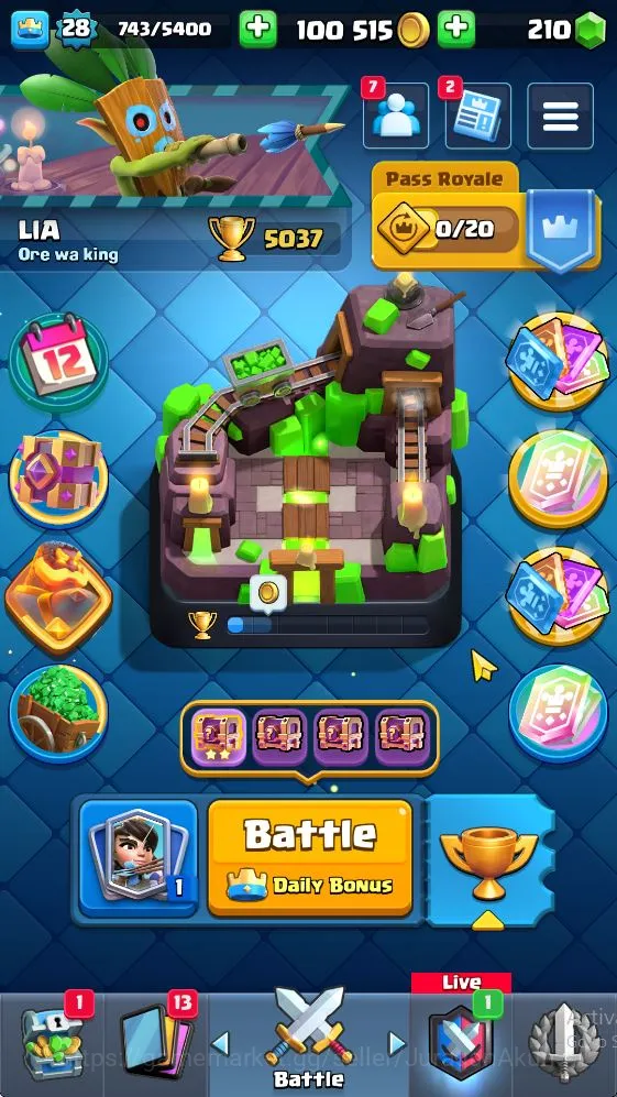 Clash Royale Midgame Lvl 28|Trophy 5037|KTL 10|Limited Skin Emote|Card  image 1