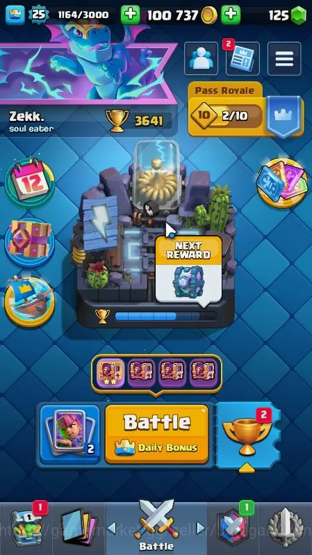 Lvl 25|Trophy 3641|KTL 9|Limited Skin|Card 74|3 Evo,2 Legend,22 Epic,24 Rare,26 Common|Take Email(CR1017) Clash Royale Accounts Midgame Lvl 25|Trophy 3641|KTL 9|Limited Skin|Card 74|3 Evo,2 Legend,22 Epic,24 Rare,26 Common|Take