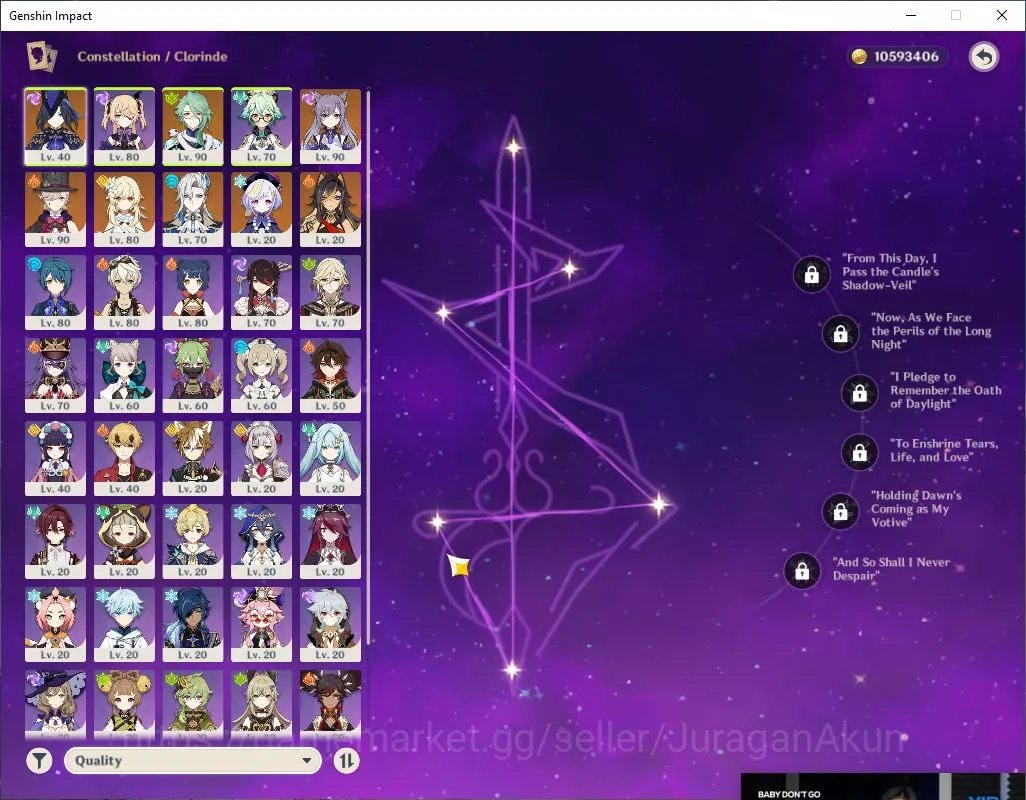 Genshin Impact Accounts End Game ASIA|AR56| 4 Limited +3 [5Star's Weapon]|Lyney+Sign,Nauvill,Clorinde,Baizhu|MC Female|Take 2