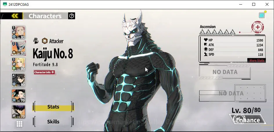 Kaiju No. 8 The Game Accounts [MOBILE] PR 40|7 SSR 2 Limit | Mina Superb (Hikari shinomiya+Sign,Gen JST A1+SignA2,Rin 8