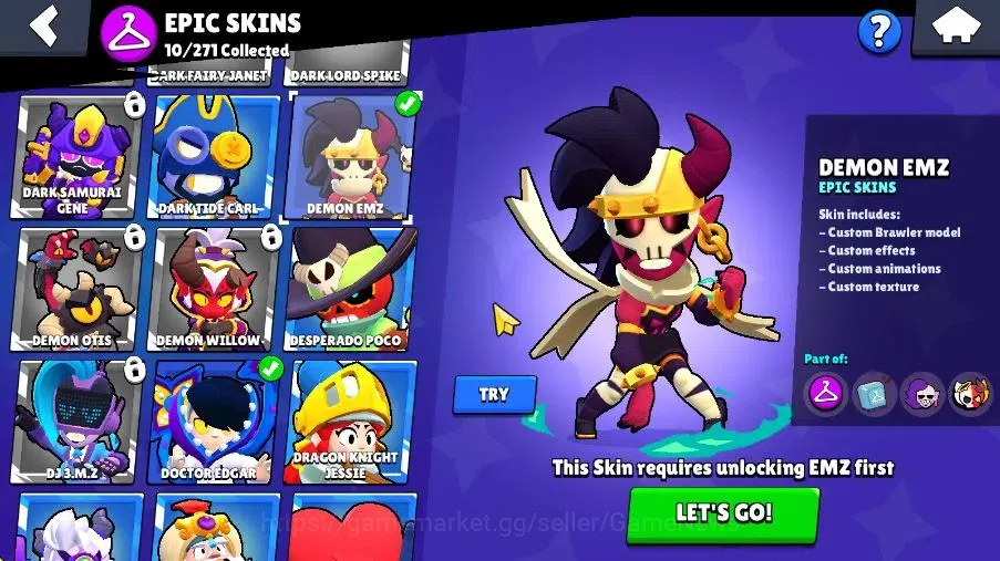 Brawl Stars Accounts 5734 Trophy|15K Bling|34 Brawlers 5 Max Lvl|1 Myth Skins [Vanara Frank] 10 Epic 5 SR Skins|Cn On|Take 11