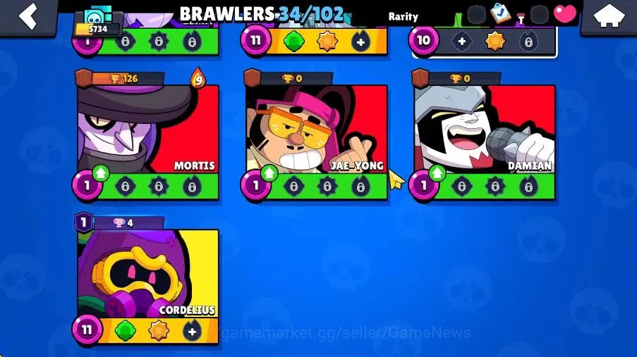 Brawl Stars Accounts 5734 Trophy|15K Bling|34 Brawlers 5 Max Lvl|1 Myth Skins [Vanara Frank] 10 Epic 5 SR Skins|Cn On|Take 6
