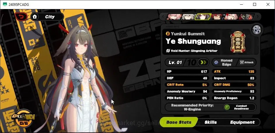 Zenless Zone Zero Accounts Starter ASIA|IK 27|S1 CH1|2 Limit (Ye ShunGuang+Zhao)+1 STD (Rina)|MC WISE|Rate ON|LOG 7
