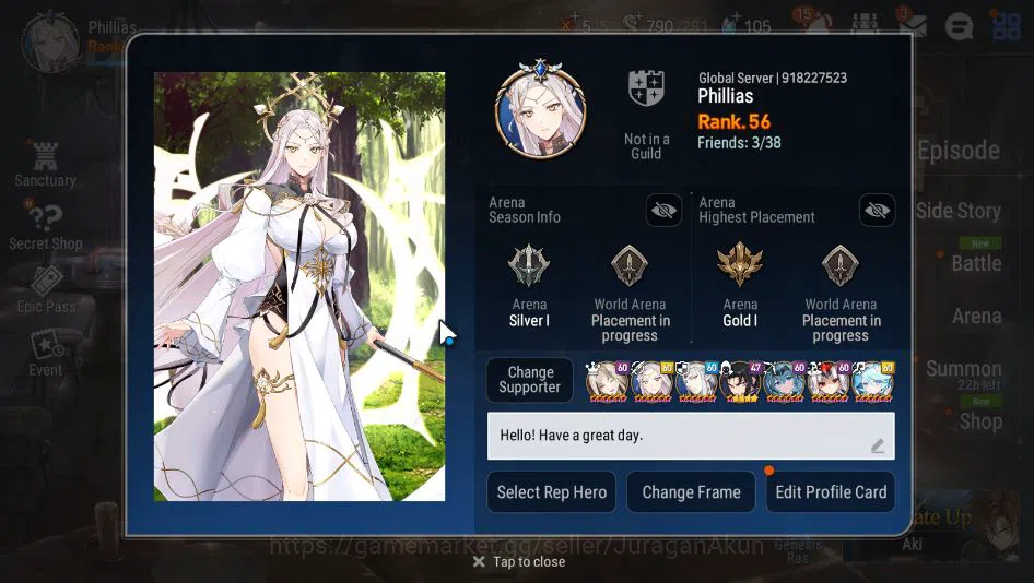 Global Verif|10 ML(DD Ray,A Vildred,SP Politis,Har setti,Etc)+Stark,Riza Hawkeye,Hecate,Wukong,Robin,Etc|3K Stigma|Stove(ES3313) Epic Seven Mid-Tier Global Verif|10 ML(DD Ray,A Vildred,SP Politis,Har image 1