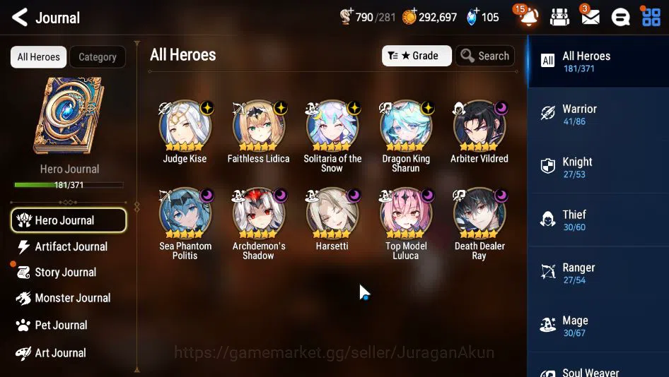 Epic Seven Accounts Mid-Tier Global Verif|10 ML(DD Ray,A Vildred,SP Politis,Har setti,Etc)+Stark,Riza 5