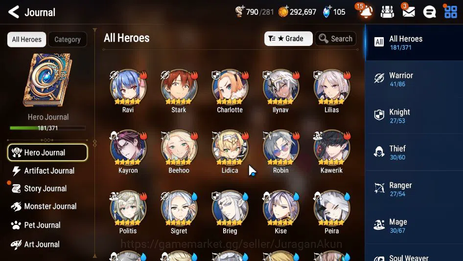 Epic Seven Accounts Mid-Tier Global Verif|10 ML(DD Ray,A Vildred,SP Politis,Har setti,Etc)+Stark,Riza 6