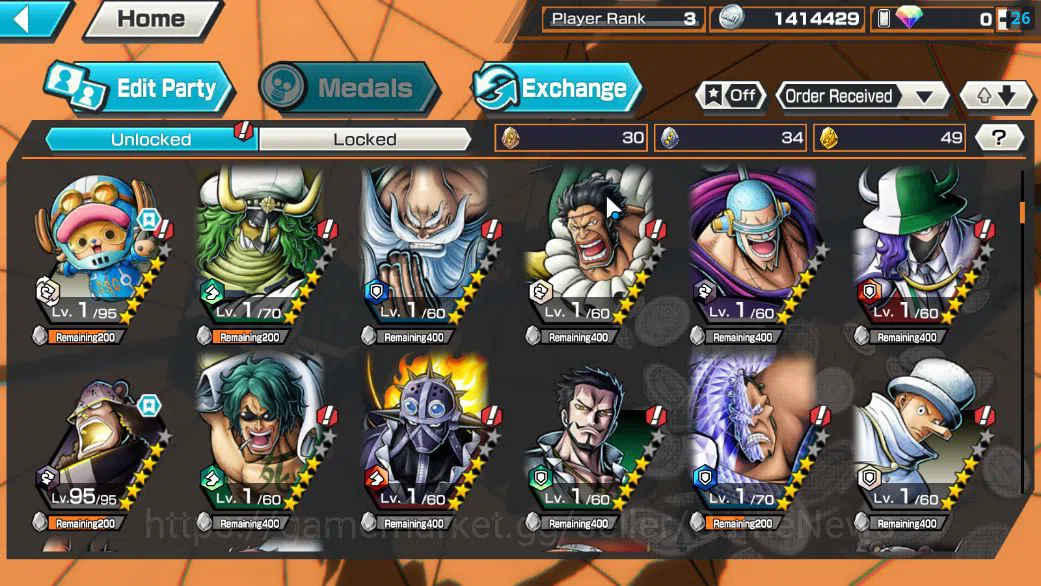 One Piece Bounty Rush Accounts Starter Global|5EX 1Max|BP Kuzan,AMS[Borsalino],5Elder St.Saturn,G5 Monkey D.Luffy,GP Edward 6