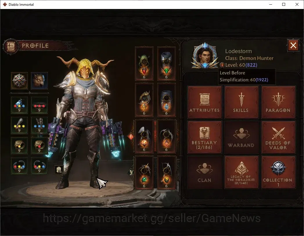 Diablo Immortal Accounts NA-Chain Of Honor |CS ON |Lv60(822) Demon Hunter | image 3