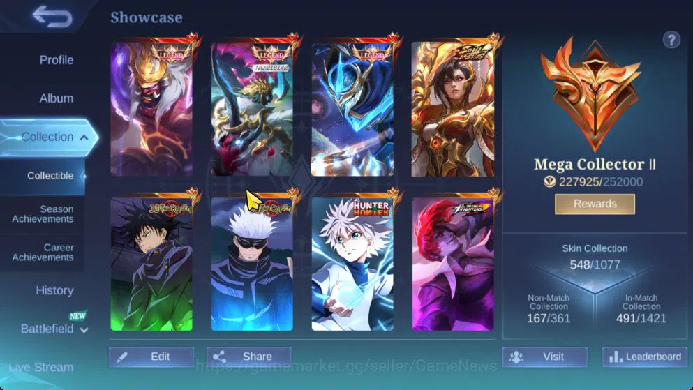 Mobile Legends: Bang Bang Accounts Hero 131 Skin 548|High Immo 172|Legend[Alpha,Franc image 2