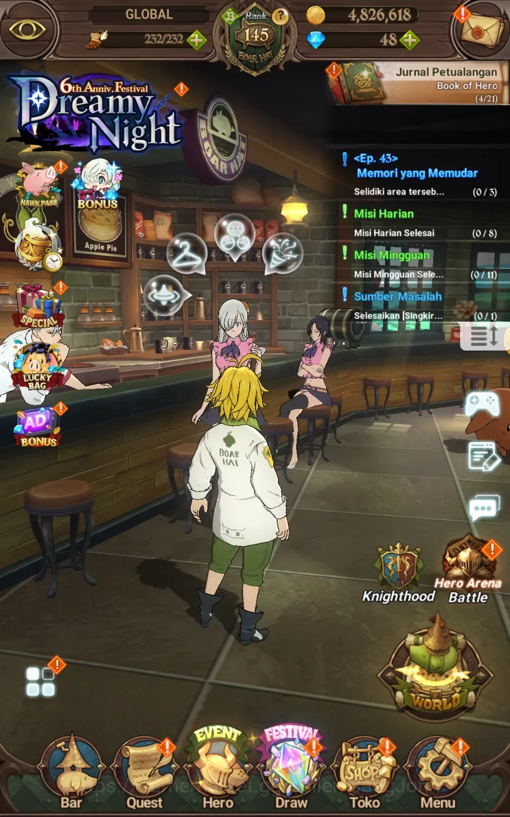The Seven Deadly Sins: Grand Cross Accounts GLOBAL | 8M CC | 6 LR , 14 UR , 14 Collab | cek SS image 1