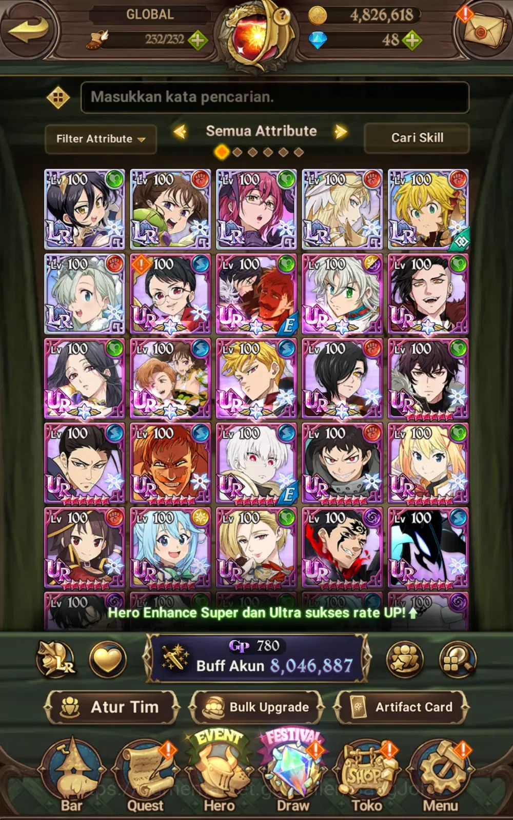 The Seven Deadly Sins: Grand Cross Accounts GLOBAL | 8M CC | 6 LR , 14 UR , 14 Collab | cek SS image 8