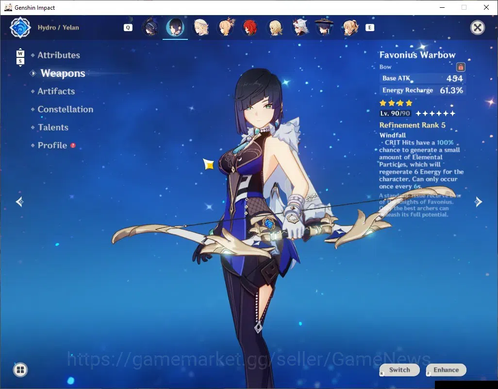 Genshin Impact Accounts Others Asia|AR 60|Free HSR+HI|19 Limited 12(*5 Weapon)|(Yelan,Flins,Kazuha,Wanderer)+Sign,Hu Tao 3