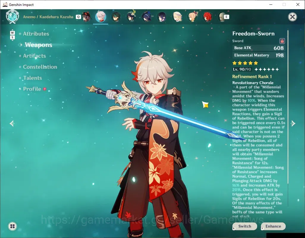 Genshin Impact Accounts Others Asia|AR 60|Free HSR+HI|19 Limited 12(*5 Weapon)|(Yelan,Flins,Kazuha,Wanderer)+Sign,Hu Tao 5