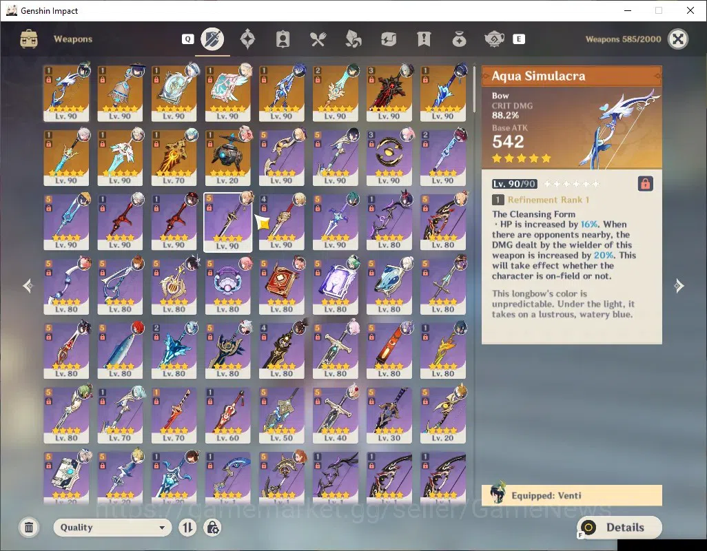 Genshin Impact Accounts Others Asia|AR 60|Free HSR+HI|19 Limited 12(*5 Weapon)|(Yelan,Flins,Kazuha,Wanderer)+Sign,Hu Tao 9
