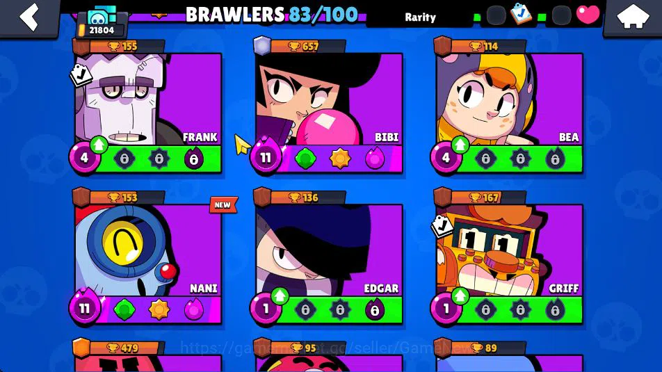 Brawl Stars Accounts 21804 Thropy|83 Brawler 19 Max Lvl|3 Hypercharge(Dustin,Godzilla,S Rico) 3 Legend, 4 Myth, etc|Take 10