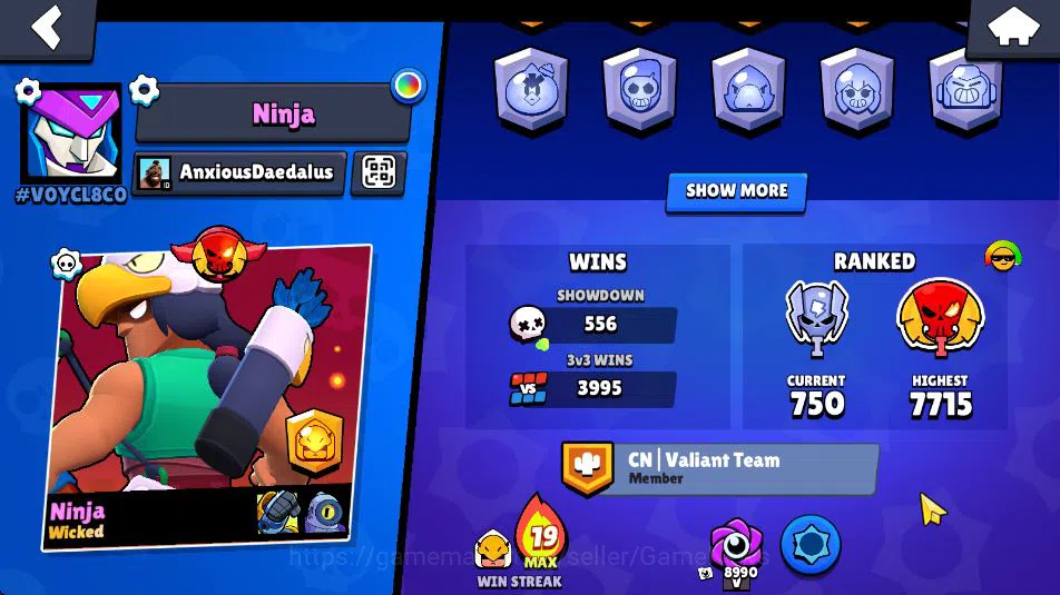 Brawl Stars Accounts 21804 Thropy|83 Brawler 19 Max Lvl|3 Hypercharge(Dustin,Godzilla,S Rico) 3 Legend, 4 Myth, etc|Take 3