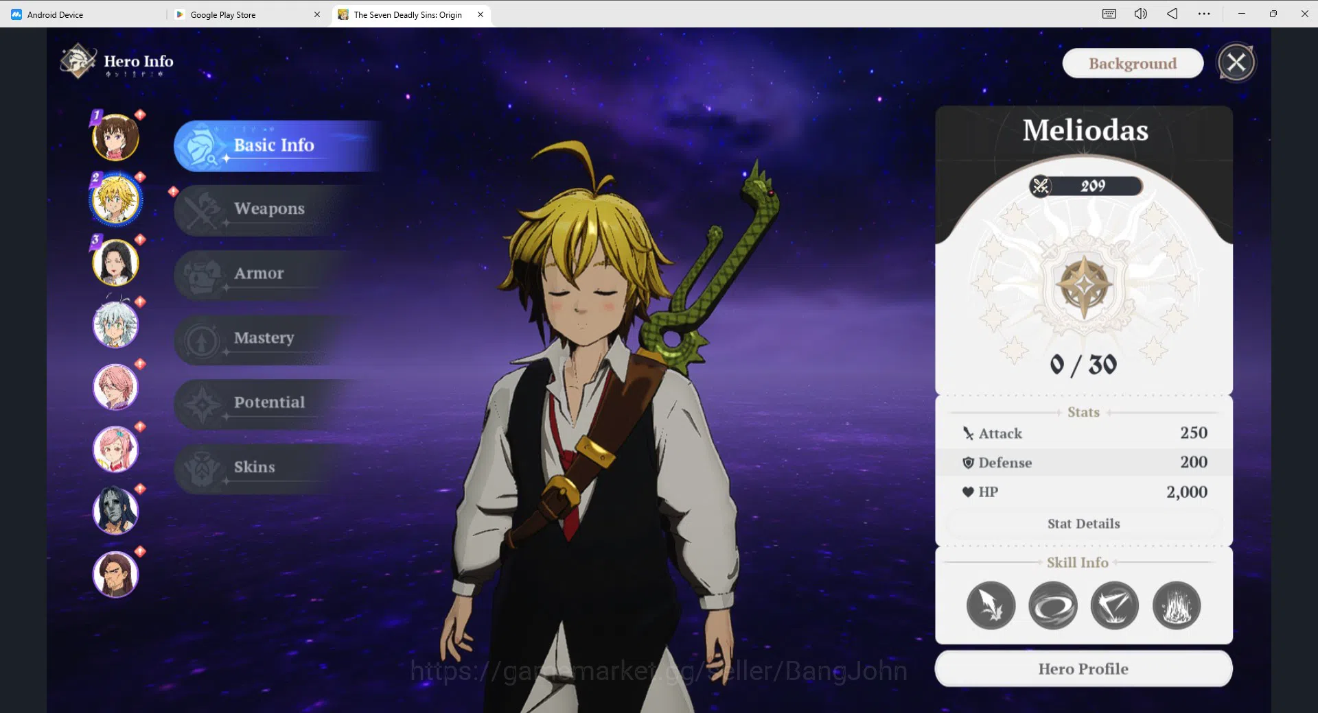 SEA | Lv2 Starter | 3 SSR | Meliodas, Elaine. Guila | LogNetmarble | Take Email Check SS RA192B The Seven Deadly Sins: Origin Accounts SEA | Lv2 Starter | 3 SSR | Meliodas, Elaine. Guil image 1