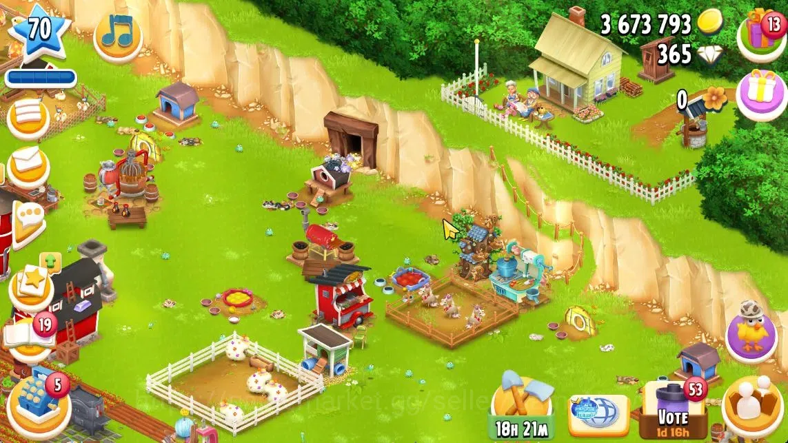 Hay Day Accounts Level 70 | Barn Storage 3000 + Silo Storage 1000 | 3,6M Coins,365 Dm |CN ON|Log Supercell ID|Take 3