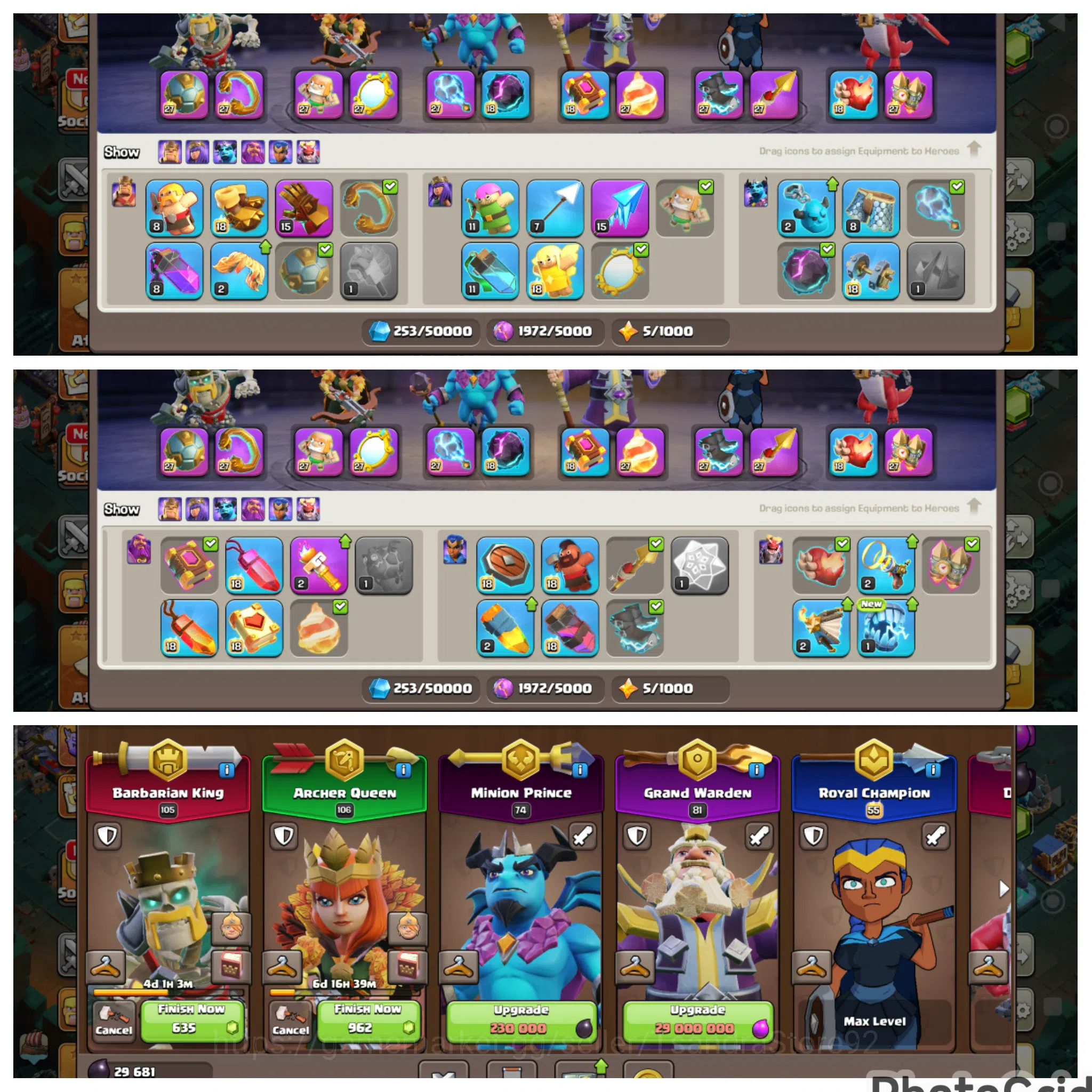 Clash of Clans Accounts High-End FLASH SALE 18 LVL 190 MAXED FASE 2|5 HERO MAXED|19 EQUIPMENT MAX|NC FREE|WALL MAXED|169 3