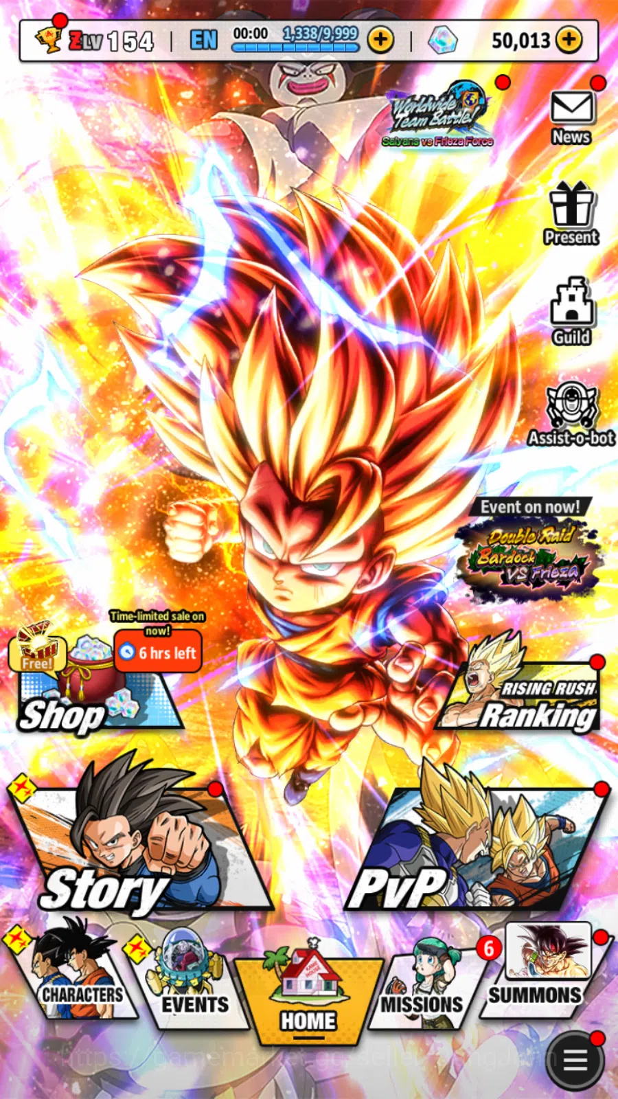 Dragon Ball Legends Accounts 4,3M Total Power|Lvl 154|50k CC|1LR|SS3 Goku (Mini image 1