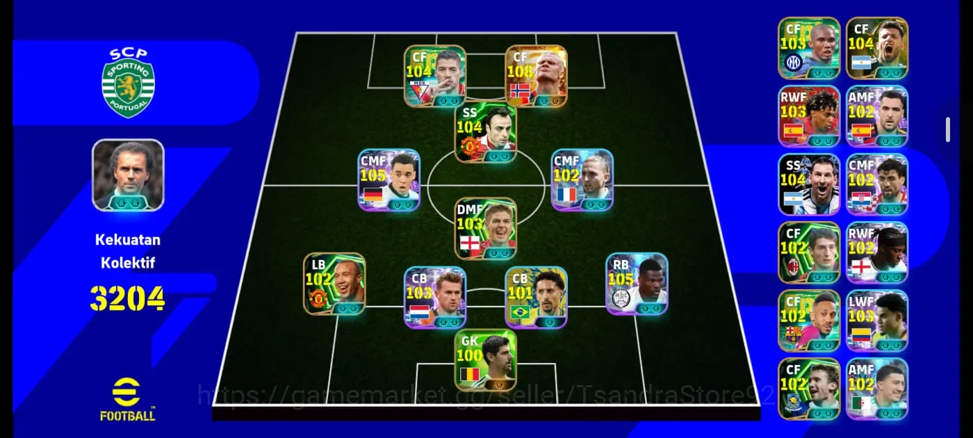 eFootball Accounts Mid-Tier FLASH SALE Kolektif 3204++ || Halland Bight Time X Musiala X Denzel Dumfries X Berbatov X Suarez 1