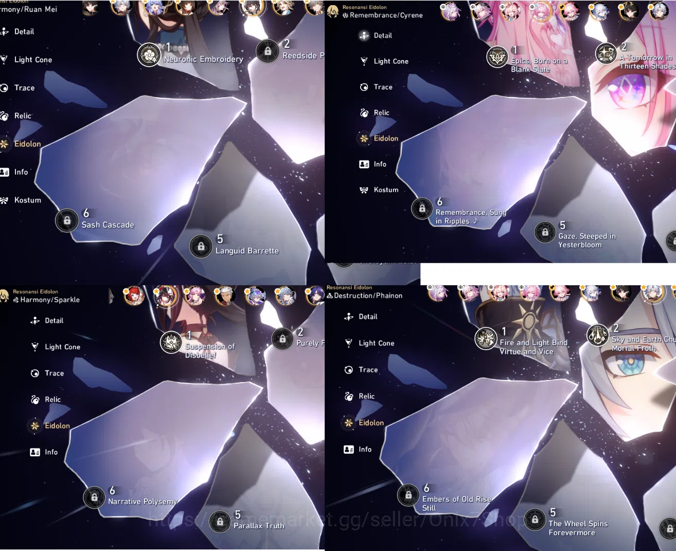 Honkai Star Rail Accounts ASIA | TL 70 | Meta Team Painon E2, Cyrene E2,Evan image 2