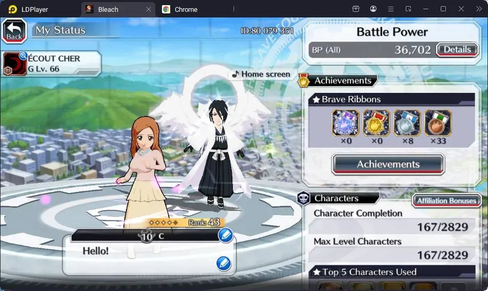 Bleach: Brave Souls Accounts Starter Global |36K BP+7K Orb|Fresh Story|Rangiku Sw23,Zangetsu Speed,Orihime TYBW24,Byakuya 1