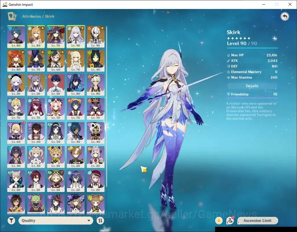 Genshin Impact Accounts Asia|AR 56|Prem Team Skirk|6 Limited + 2(*5 Weapon image 3