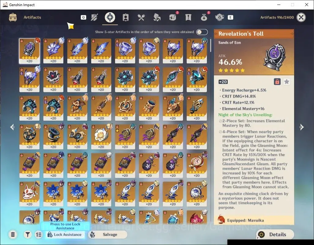 Genshin Impact Accounts Asia|AR 56|Prem Team Skirk|6 Limited + 2(*5 Weapon image 5