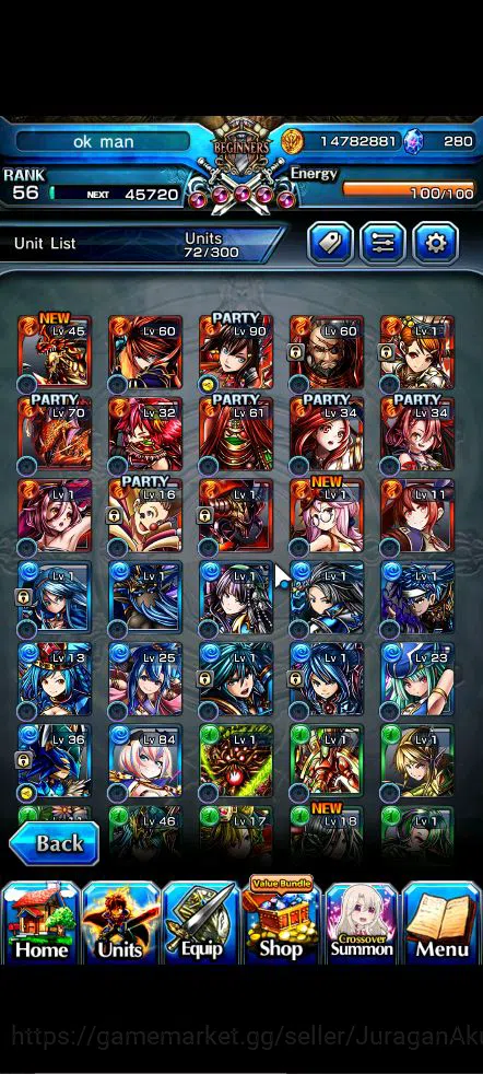 Grand Summoners Accounts Starter Global|Rank 56|6 Ascend |AcceleratorTW,IllyaTW,IsliidPinnacle,LM 5
