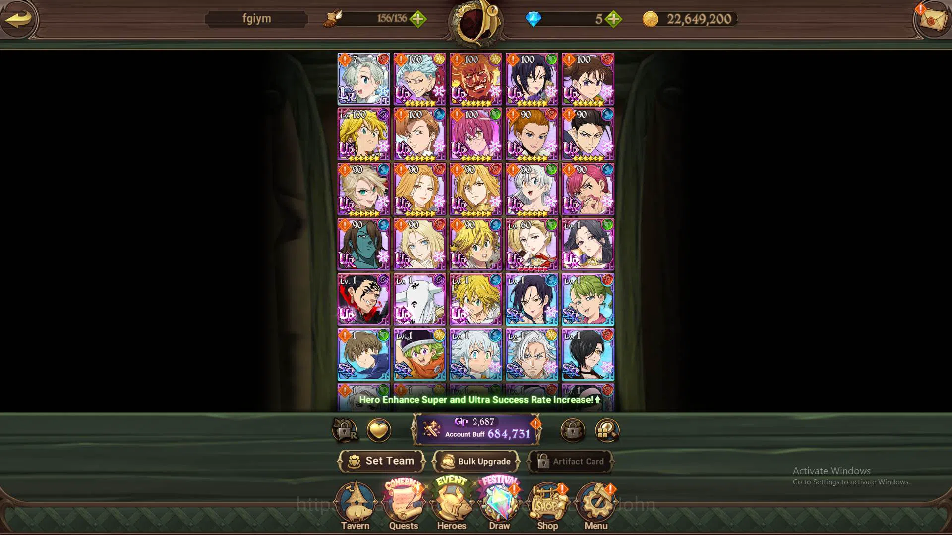 The Seven Deadly Sins: Grand Cross Accounts Others GLOBAL|684k CC|1LR Elizabeth|UR Skuld,OppressorDK,Despair 8
