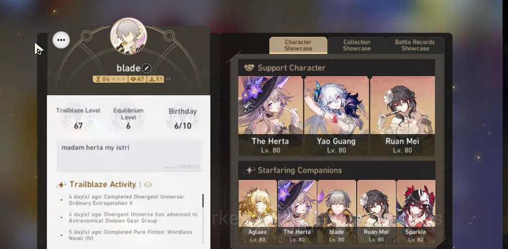 Honkai Star Rail Accounts Asia|TL 67|7 Limited|[The Herta E2,Aglaea E1,Spark image 2