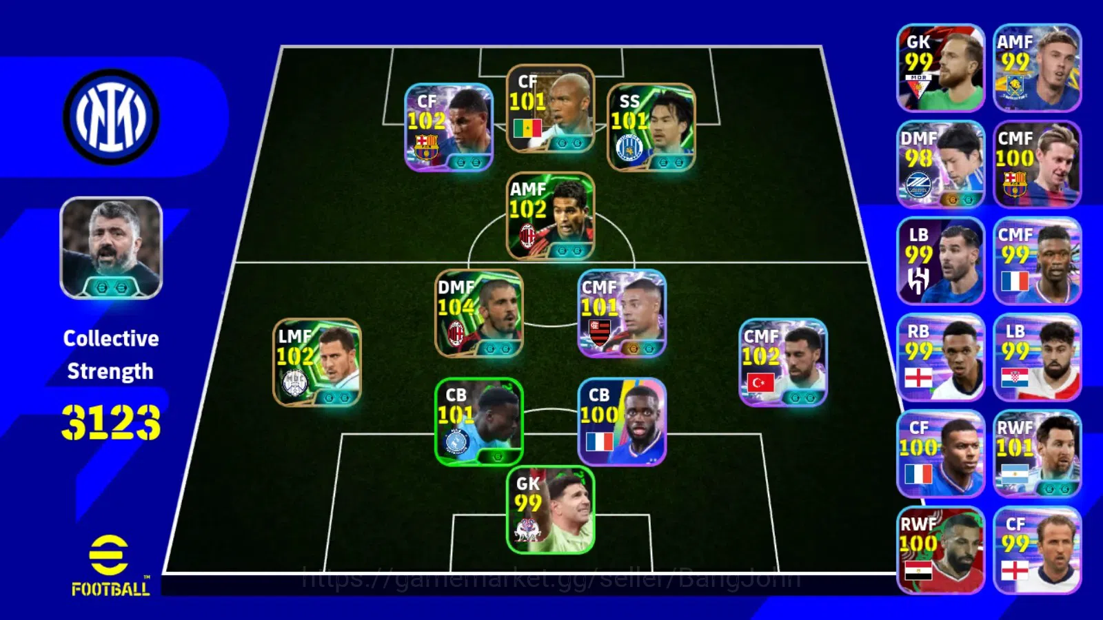 eFootball Accounts ANDROID|PW 3123|Gattuso epic,rashford,messi,hadji  image 6