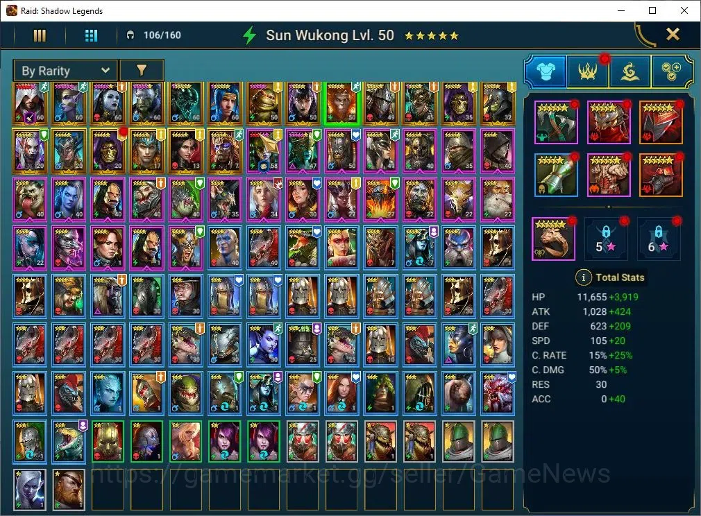 Raid: Shadow Legends Accounts Mid-Game Lv 46|1M Power|19 Legend(Ninja,Artax,Ezio,Mc Angelo,Rae,Wukong,Alice,Etc)|28K 10