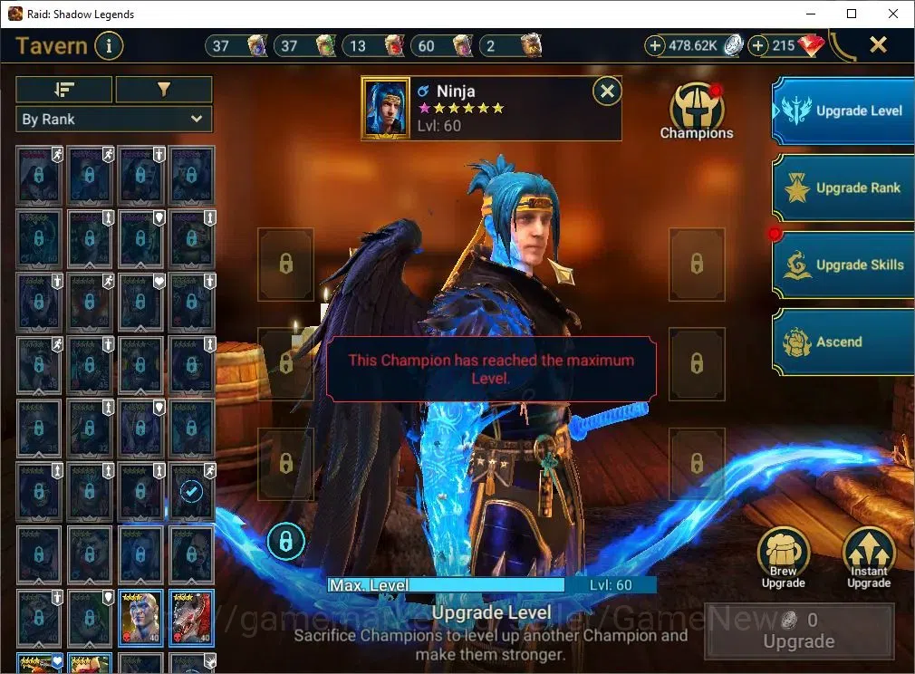 Raid: Shadow Legends Accounts Mid-Game Lv 46|1M Power|19 Legend(Ninja,Artax,Ezio,Mc Angelo,Rae,Wukong,Alice,Etc)|28K 15