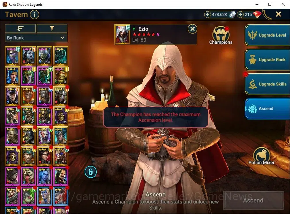 Raid: Shadow Legends Accounts Mid-Game Lv 46|1M Power|19 Legend(Ninja,Artax,Ezio,Mc Angelo,Rae,Wukong,Alice,Etc)|28K 20
