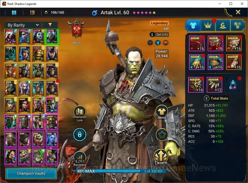 Raid: Shadow Legends Accounts Mid-Game Lv 46|1M Power|19 Legend(Ninja,Artax,Ezio,Mc Angelo,Rae,Wukong,Alice,Etc)|28K 4