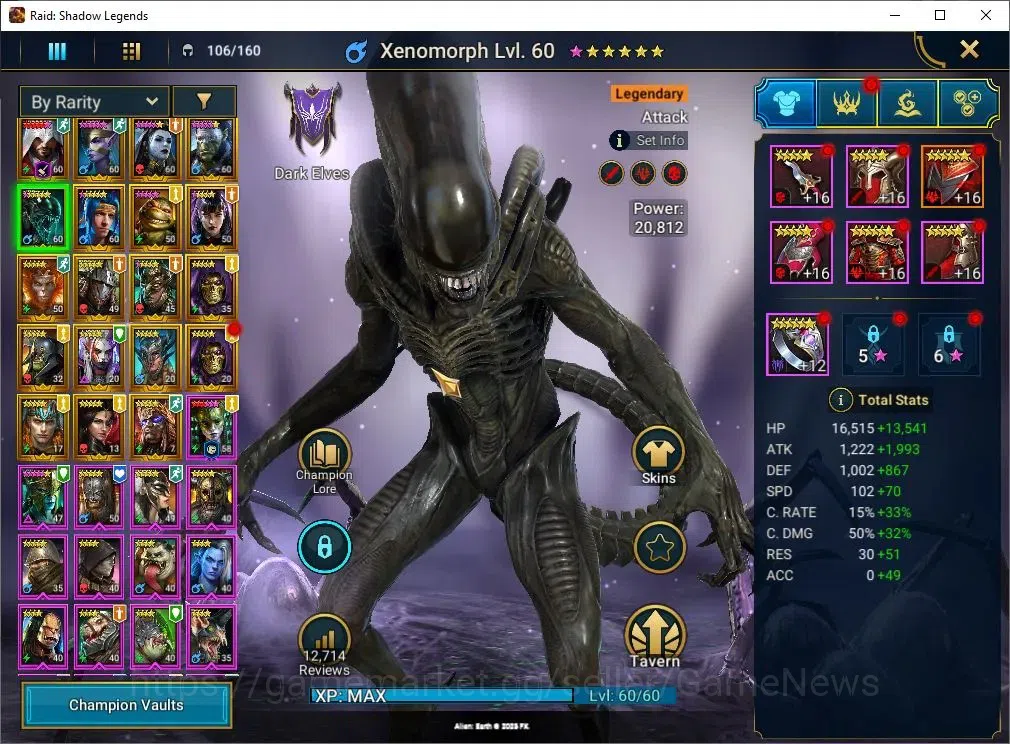 Raid: Shadow Legends Accounts Mid-Game Lv 46|1M Power|19 Legend(Ninja,Artax,Ezio,Mc Angelo,Rae,Wukong,Alice,Etc)|28K 7