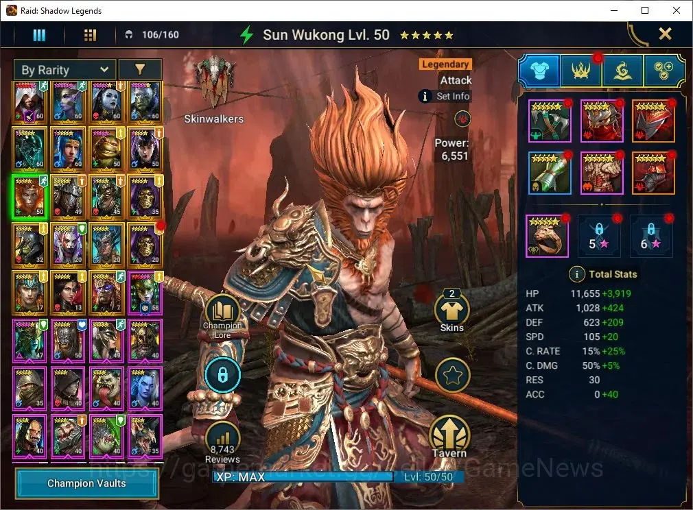 Raid: Shadow Legends Accounts Mid-Game Lv 46|1M Power|19 Legend(Ninja,Artax,Ezio,Mc Angelo,Rae,Wukong,Alice,Etc)|28K 8