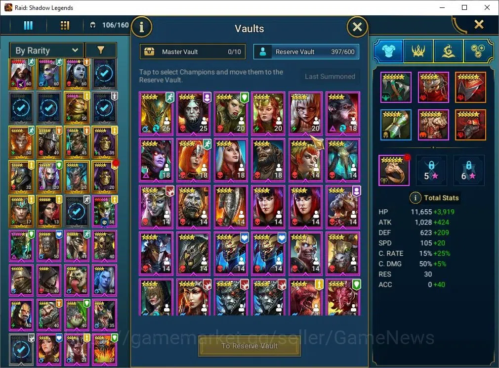 Raid: Shadow Legends Accounts Mid-Game Lv 46|1M Power|19 Legend(Ninja,Artax,Ezio,Mc Angelo,Rae,Wukong,Alice,Etc)|28K 9