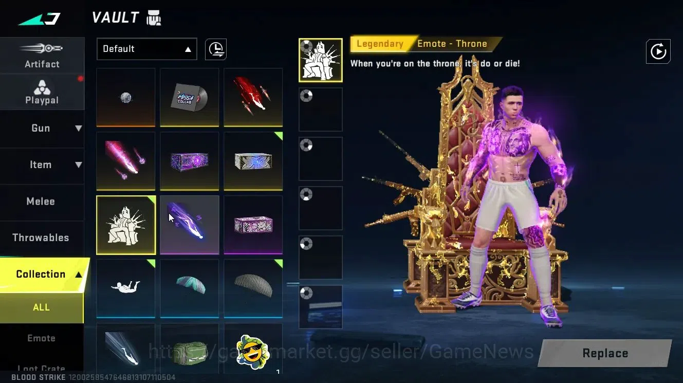 Blood Strike Accounts Collab Skin ASIA|Collab ENZO [NACHO-Enzo Coronation]|Legendary Skydive-Trail, Emote-Throne|Change 10