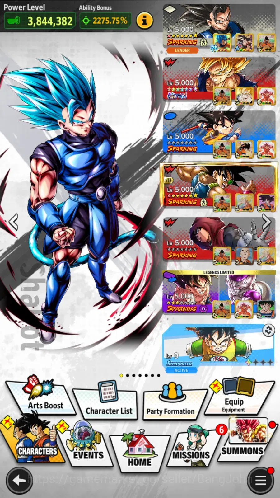 Dragon Ball Legends Accounts High-End Android|PVP Lvl 159|361M Total Power|3 LR|6 UL|LR Trunks&Gohan,Broly Fury,SSG 17