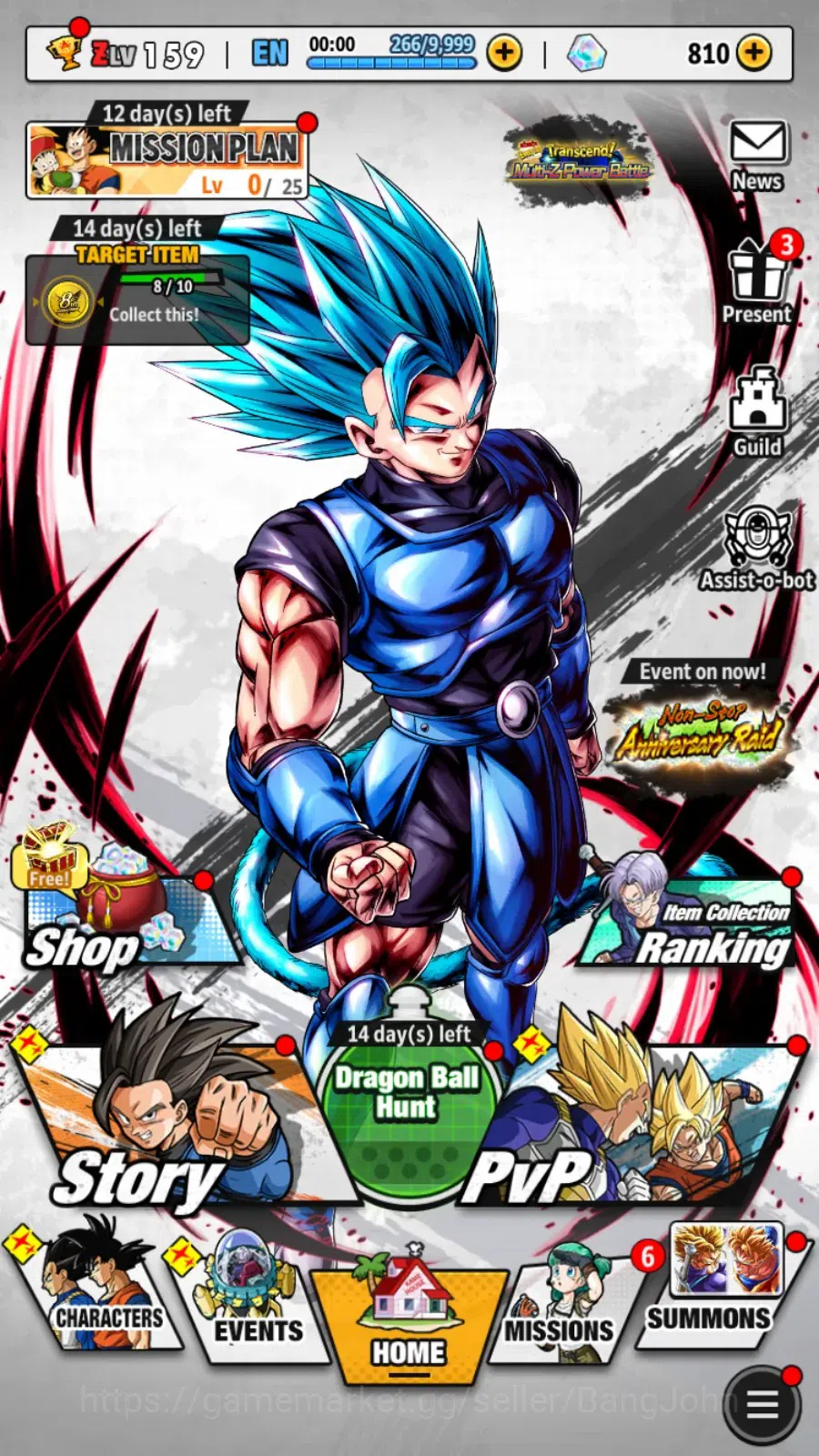 Dragon Ball Legends Accounts High-End Android|PVP Lvl 159|361M Total Power|3 LR|6 UL|LR Trunks&Gohan,Broly Fury,SSG 18